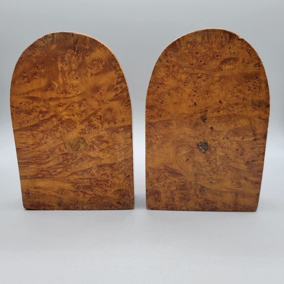 Handcrafted Burlwood Bookends Birdseye Maple Live Edge Natural Grain and Texture - Picture 4 of 8